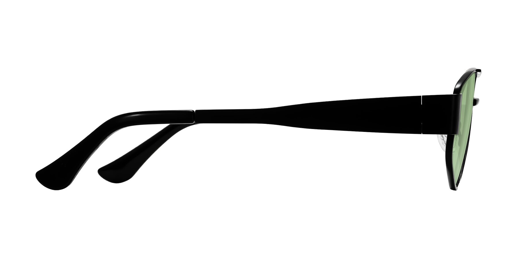 Side of Midney in Black with Medium Green Tinted Lenses