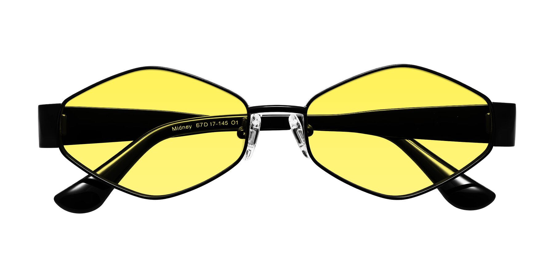 Folded Front of Midney in Black with Medium Yellow Tinted Lenses