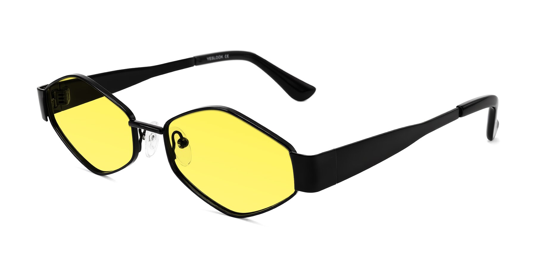 Angle of Midney in Black with Medium Yellow Tinted Lenses