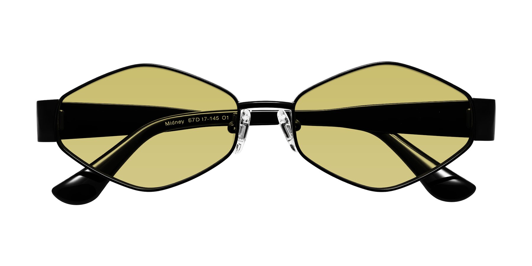 Folded Front of Midney in Black with Medium Champagne Tinted Lenses