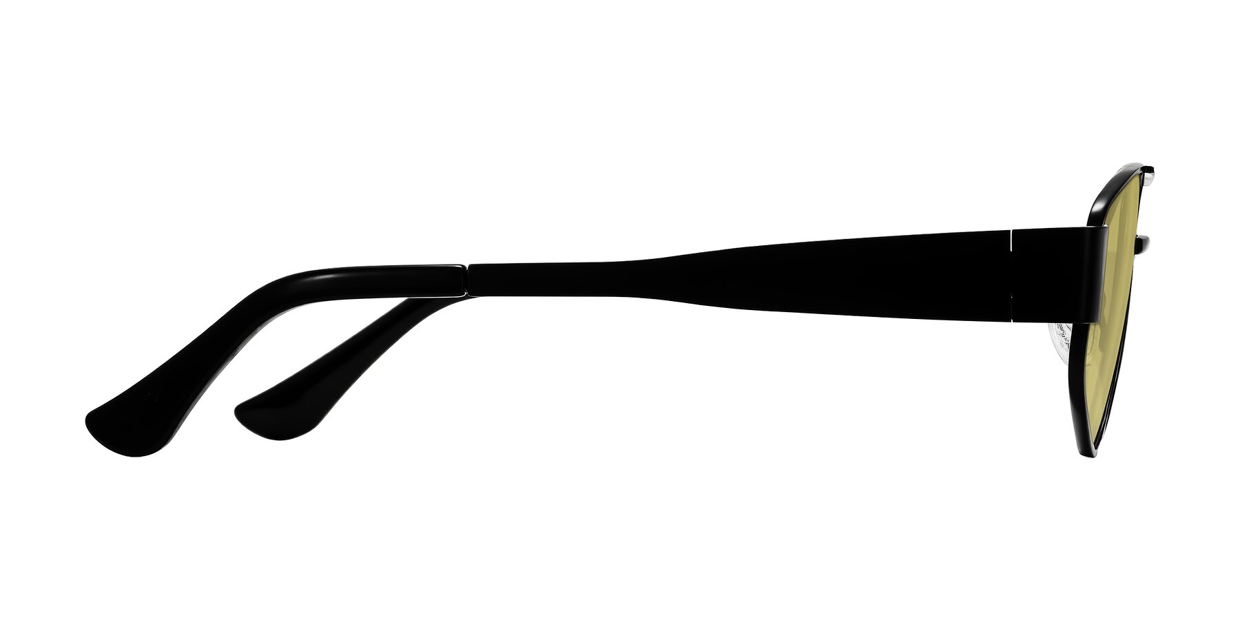 Side of Midney in Black with Medium Champagne Tinted Lenses