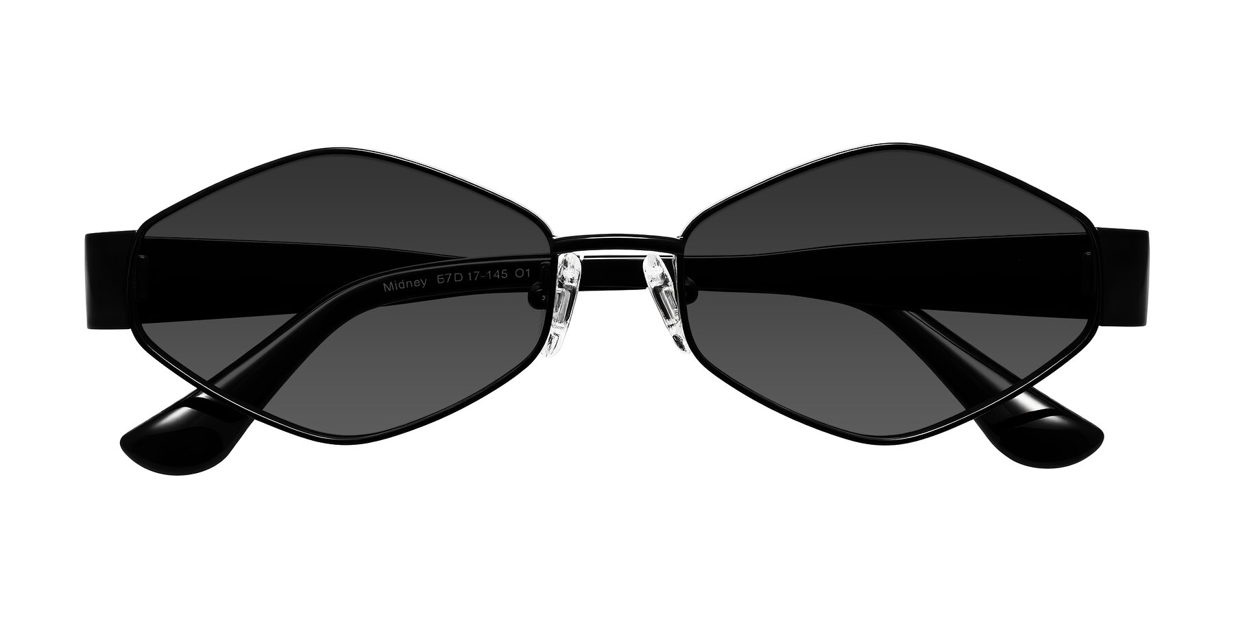 Folded Front of Midney in Black with Gray Tinted Lenses