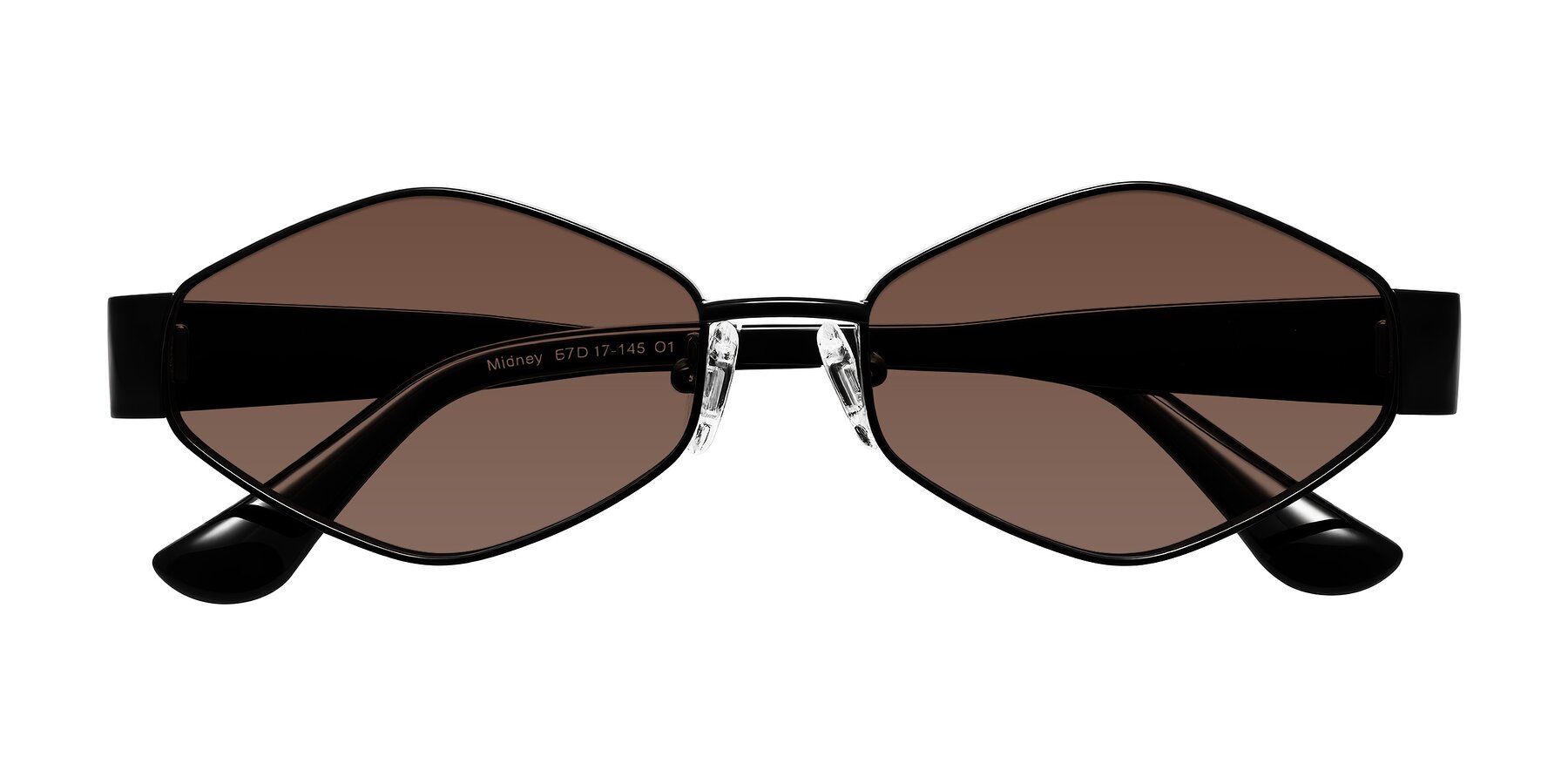 Folded Front of Midney in Black with Brown Tinted Lenses