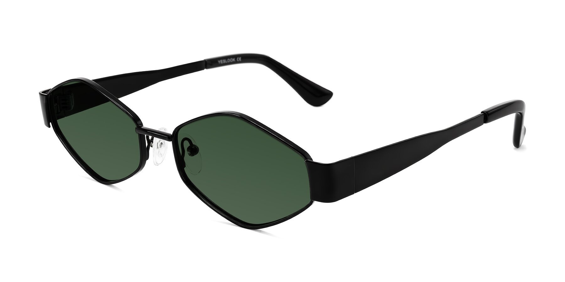 Angle of Midney in Black with Green Tinted Lenses