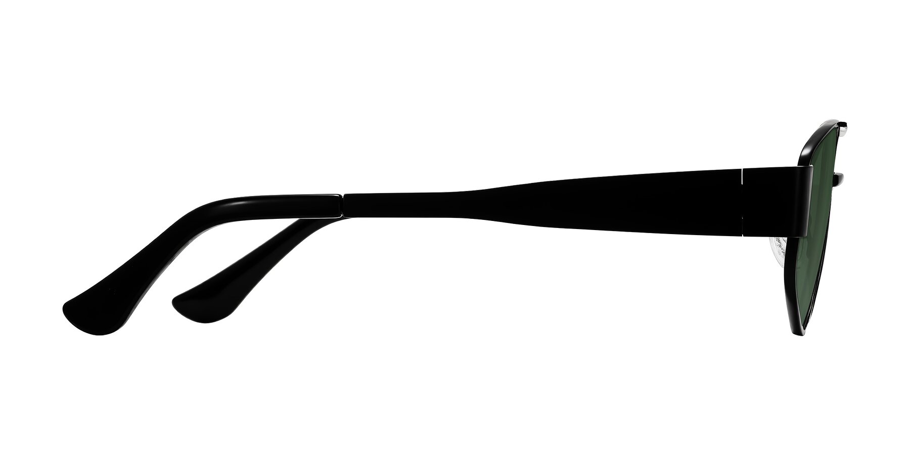 Side of Midney in Black with Green Tinted Lenses