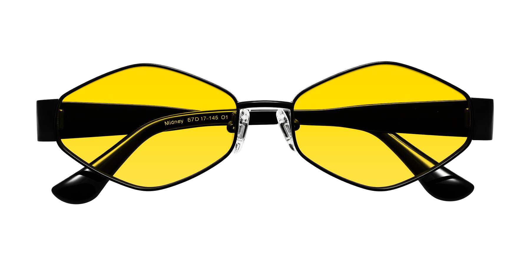 Folded Front of Midney in Black with Yellow Tinted Lenses