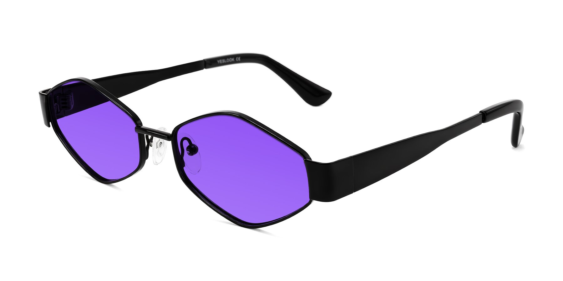 Angle of Midney in Black with Purple Tinted Lenses