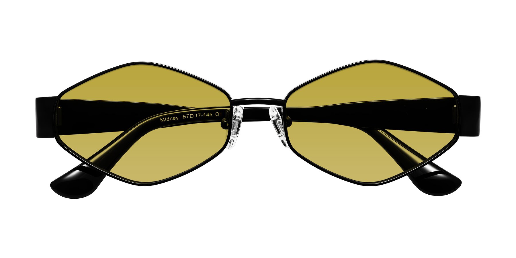 Folded Front of Midney in Black with Champagne Tinted Lenses