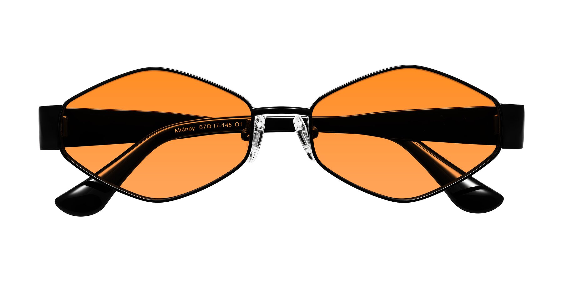 Folded Front of Midney in Black with Orange Tinted Lenses
