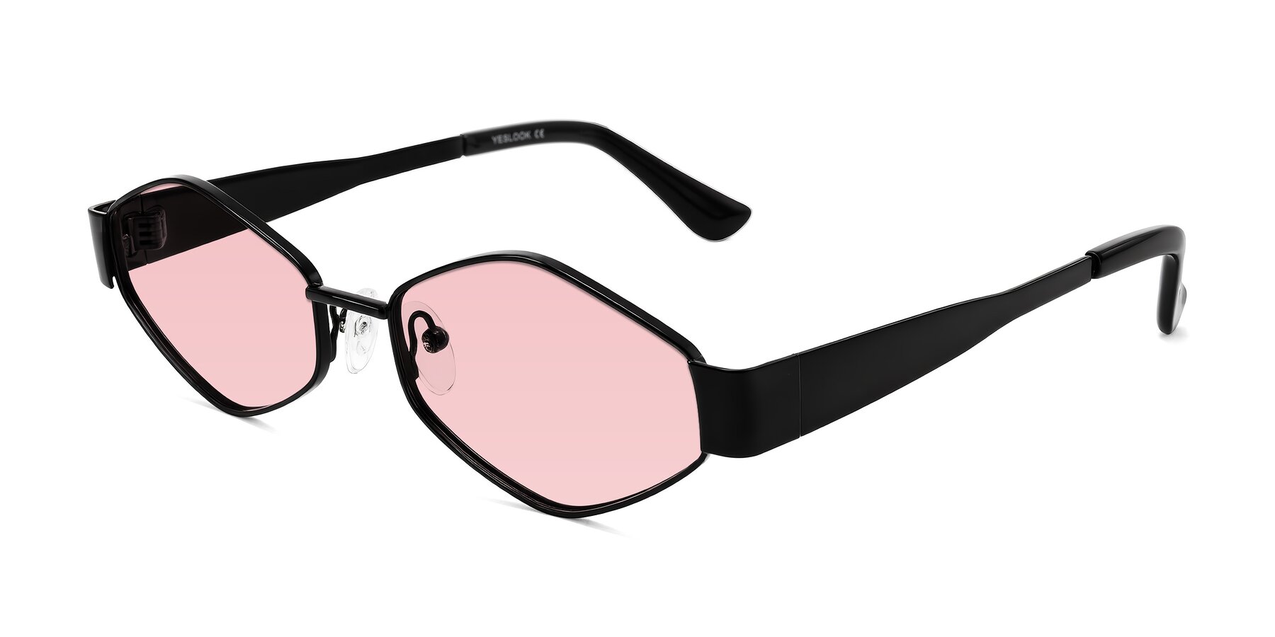 Angle of Midney in Black with Light Garnet Tinted Lenses