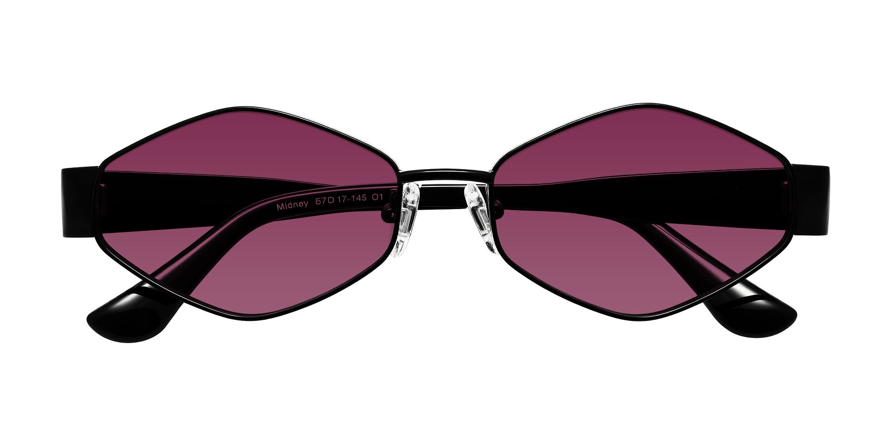 Folded Front of Midney in Black with Wine Tinted Lenses