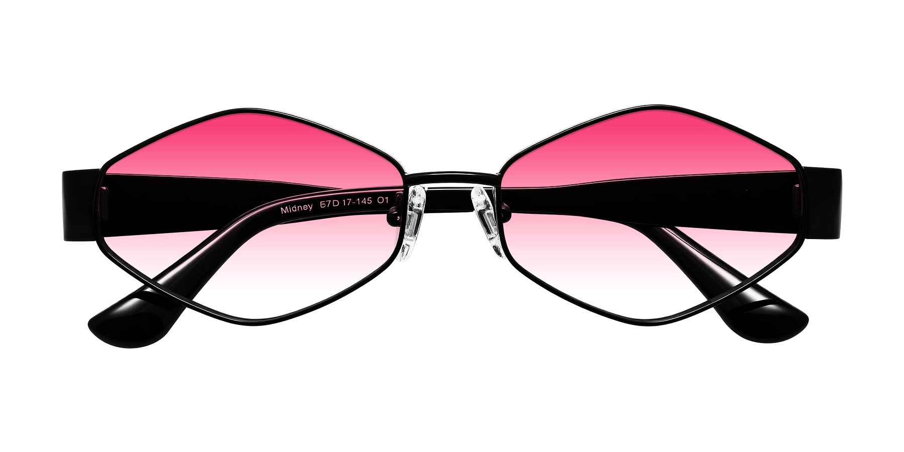 Folded Front of Midney in Black with Pink Gradient Lenses