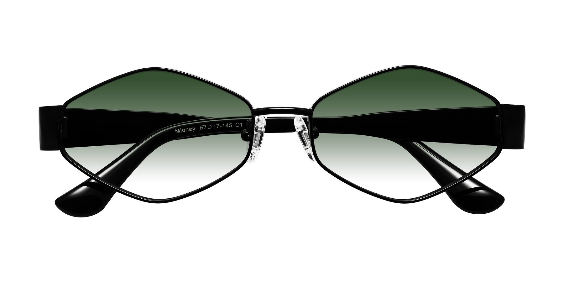 Folded Front of Midney in Black with Green Gradient Lenses