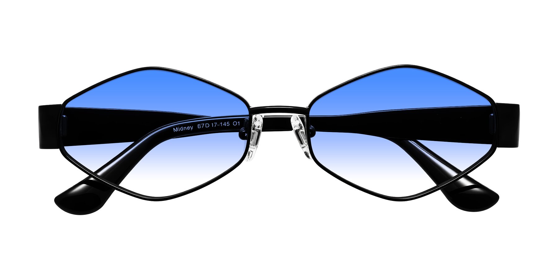 Folded Front of Midney in Black with Blue Gradient Lenses