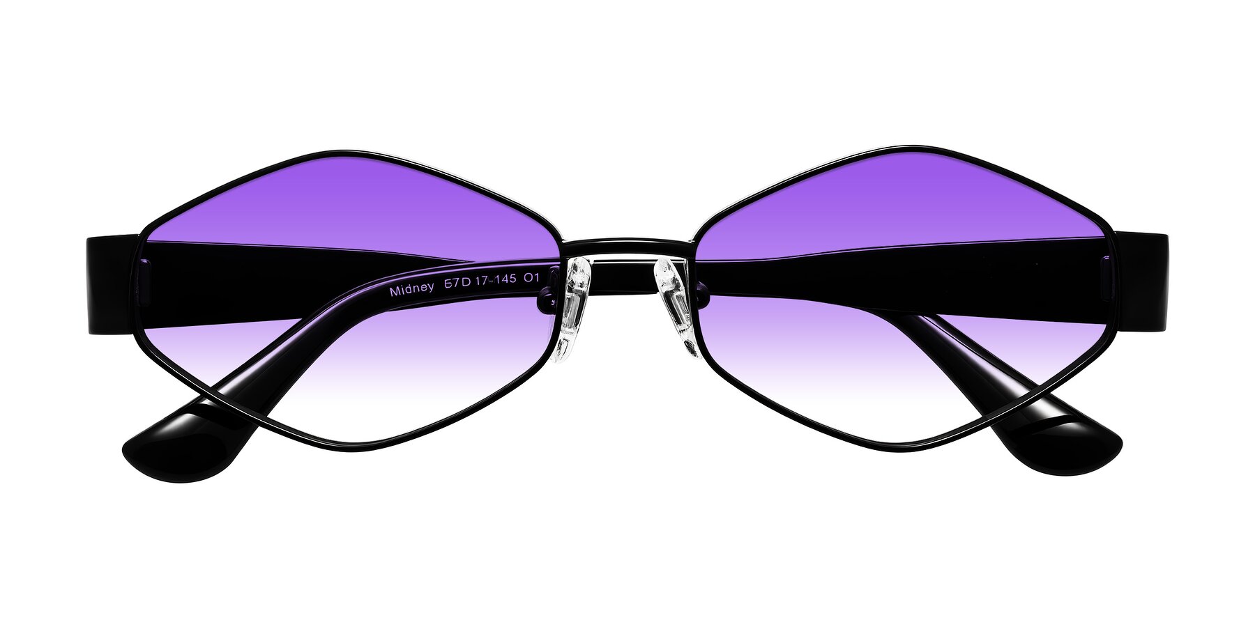 Folded Front of Midney in Black with Purple Gradient Lenses