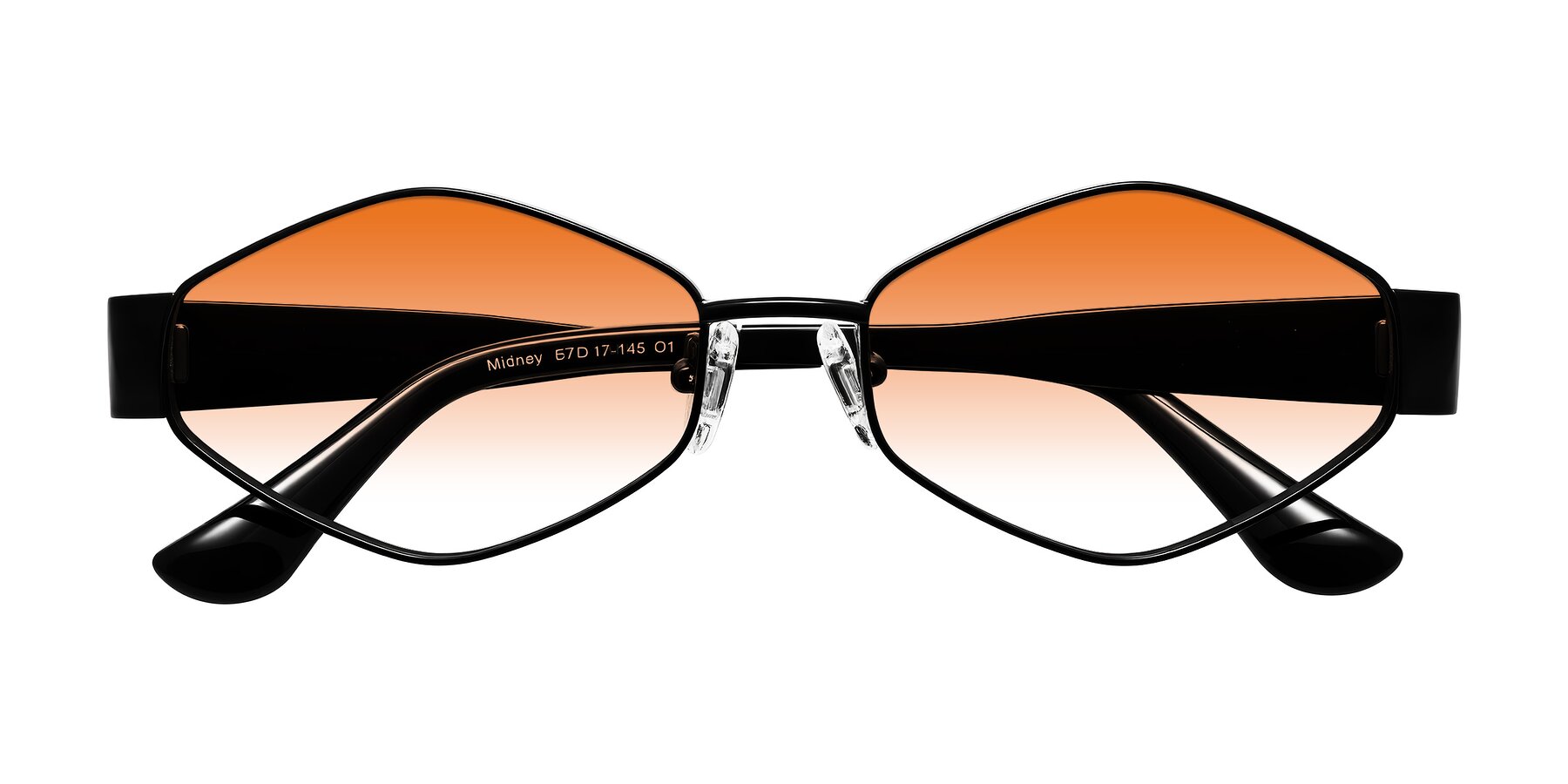 Folded Front of Midney in Black with Orange Gradient Lenses