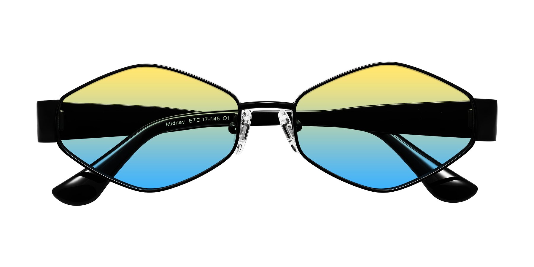 Folded Front of Midney in Black with Yellow / Blue Gradient Lenses
