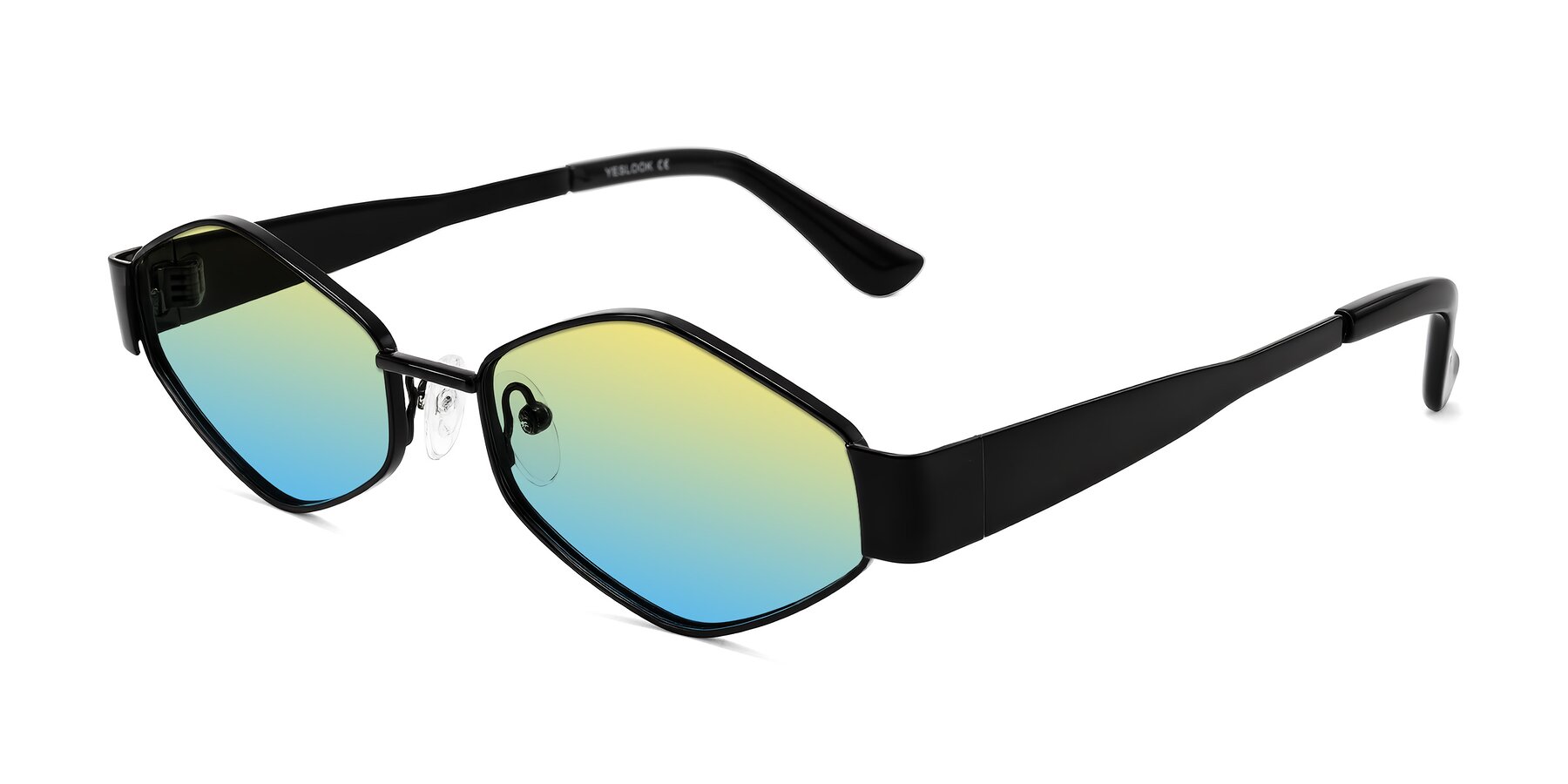 Angle of Midney in Black with Yellow / Blue Gradient Lenses