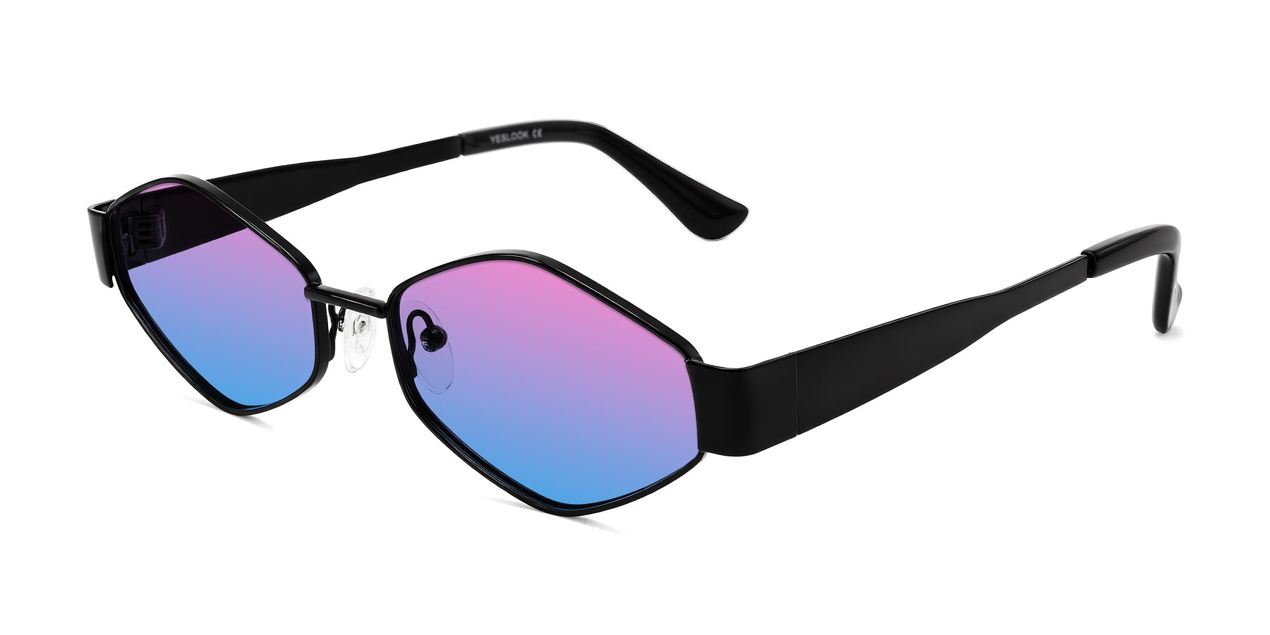 Angle of Midney in Black with Pink / Blue Gradient Lenses