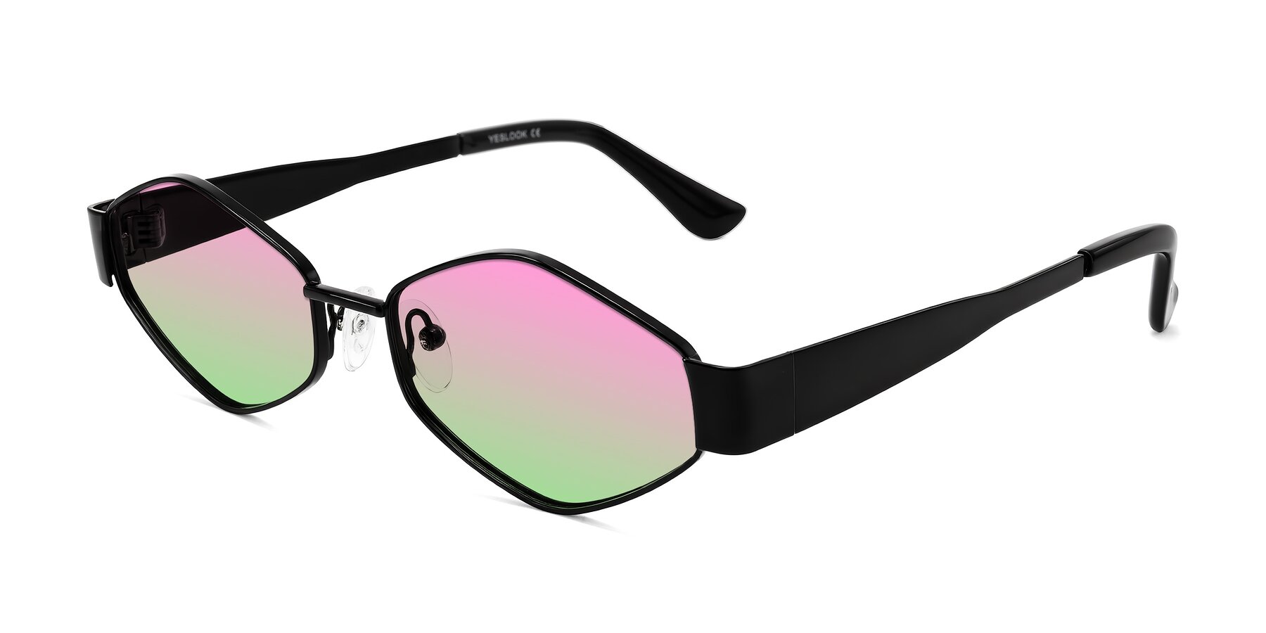 Angle of Midney in Black with Pink / Green Gradient Lenses
