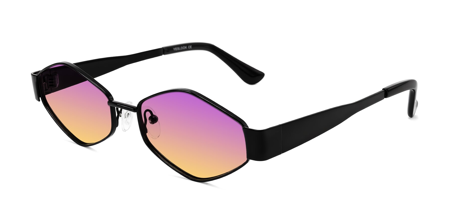 Angle of Midney in Black with Purple / Yellow Gradient Lenses