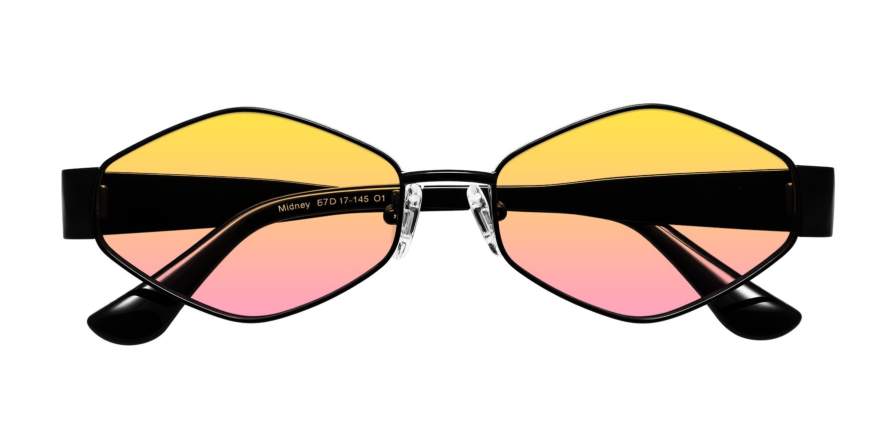 Folded Front of Midney in Black with Yellow / Pink Gradient Lenses