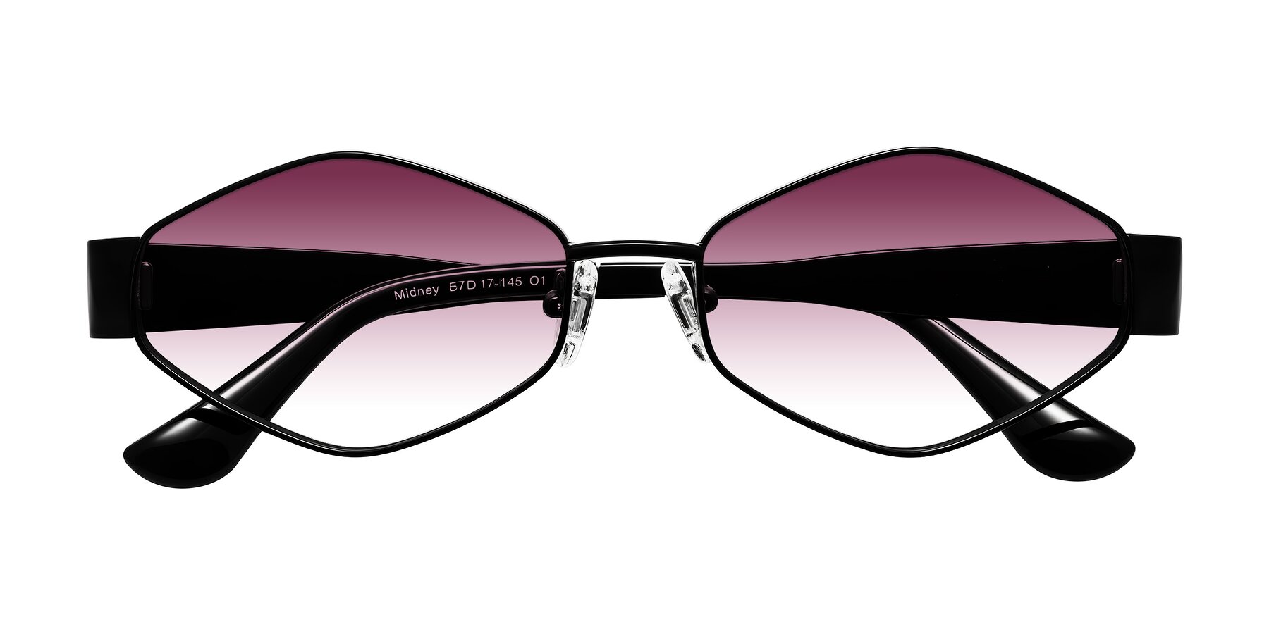 Folded Front of Midney in Black with Wine Gradient Lenses