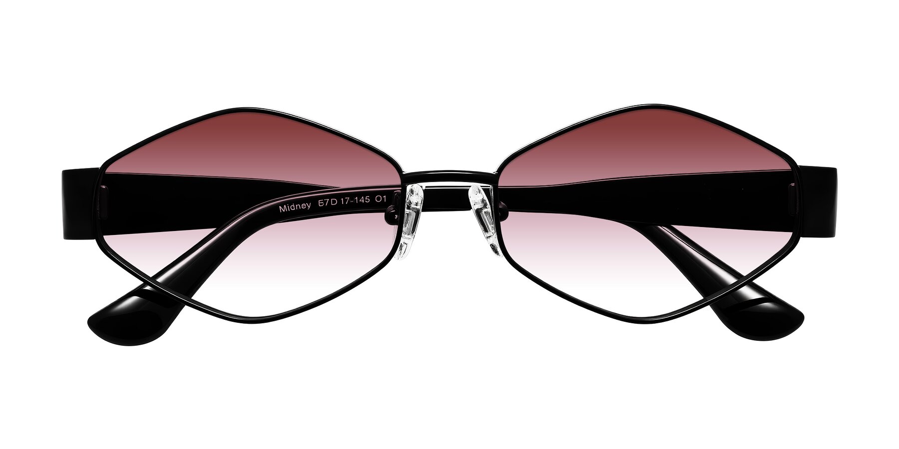 Folded Front of Midney in Black with Garnet Gradient Lenses