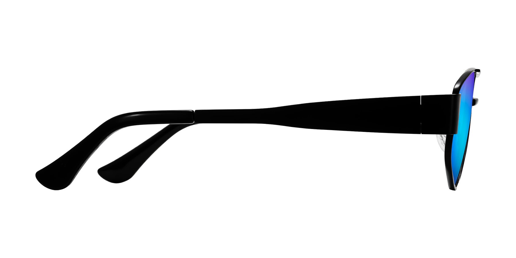 Side of Midney in Black with Blue Mirrored Lenses