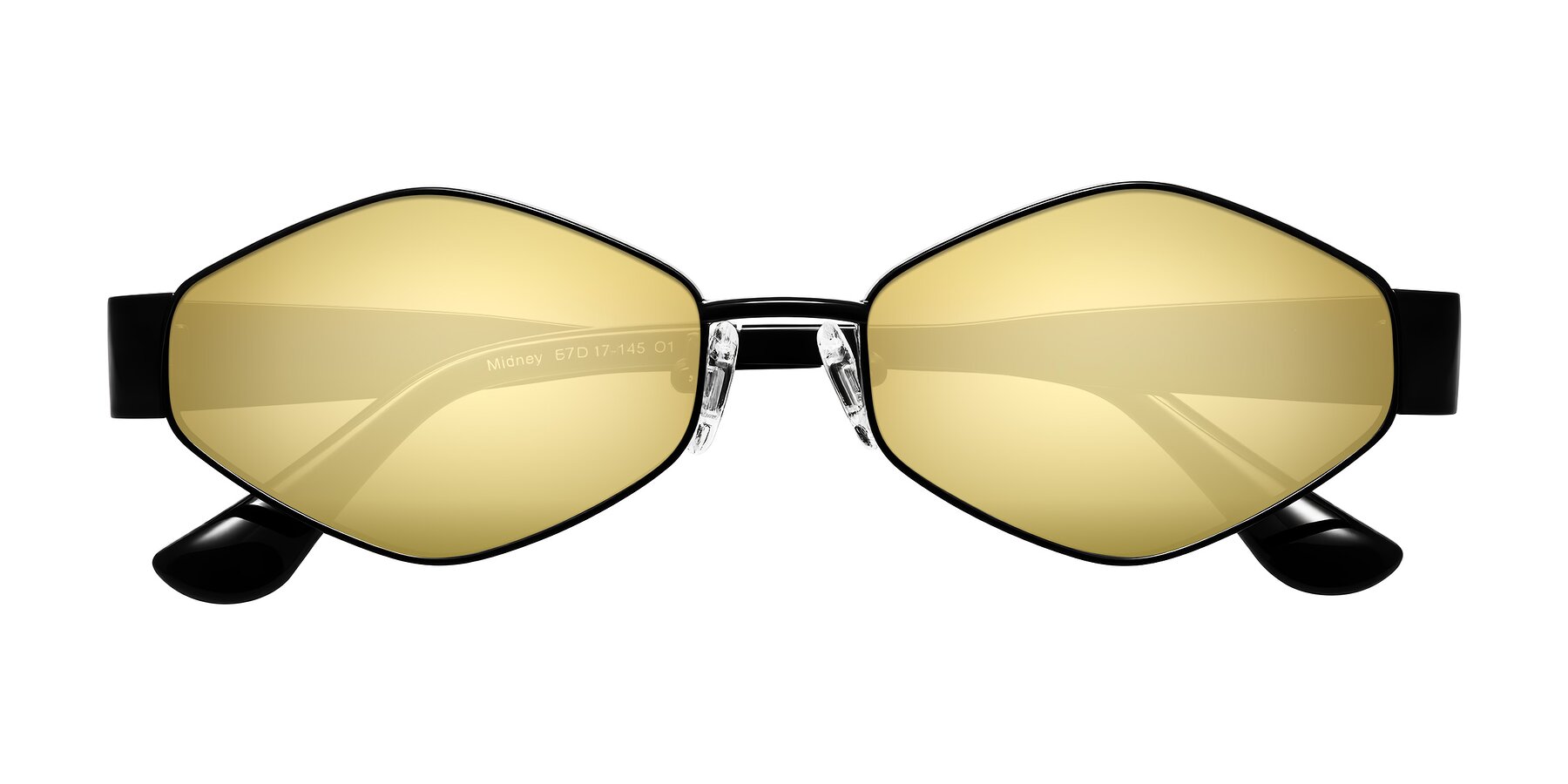 Folded Front of Midney in Black with Gold Mirrored Lenses