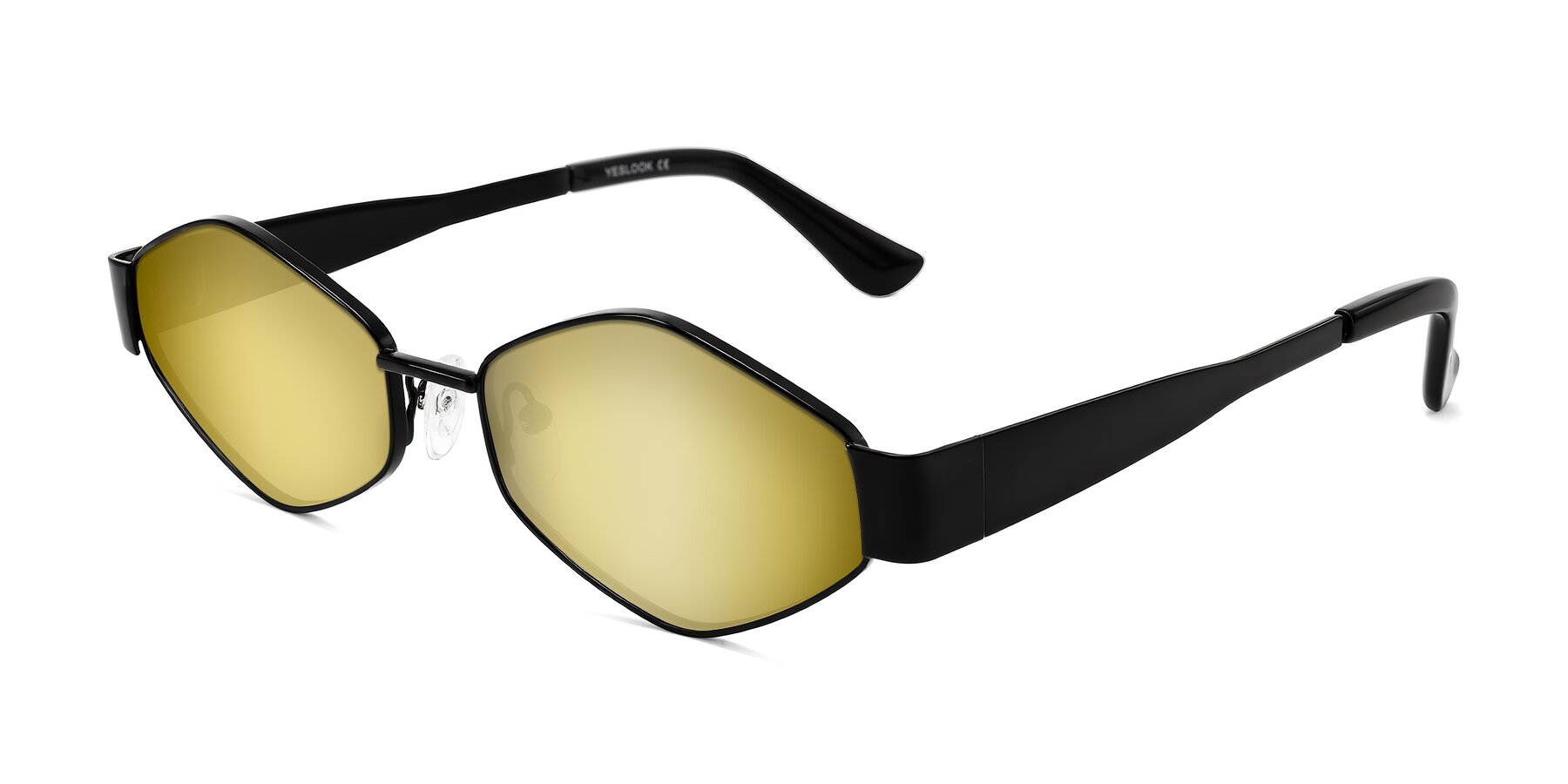 Angle of Midney in Black with Gold Mirrored Lenses