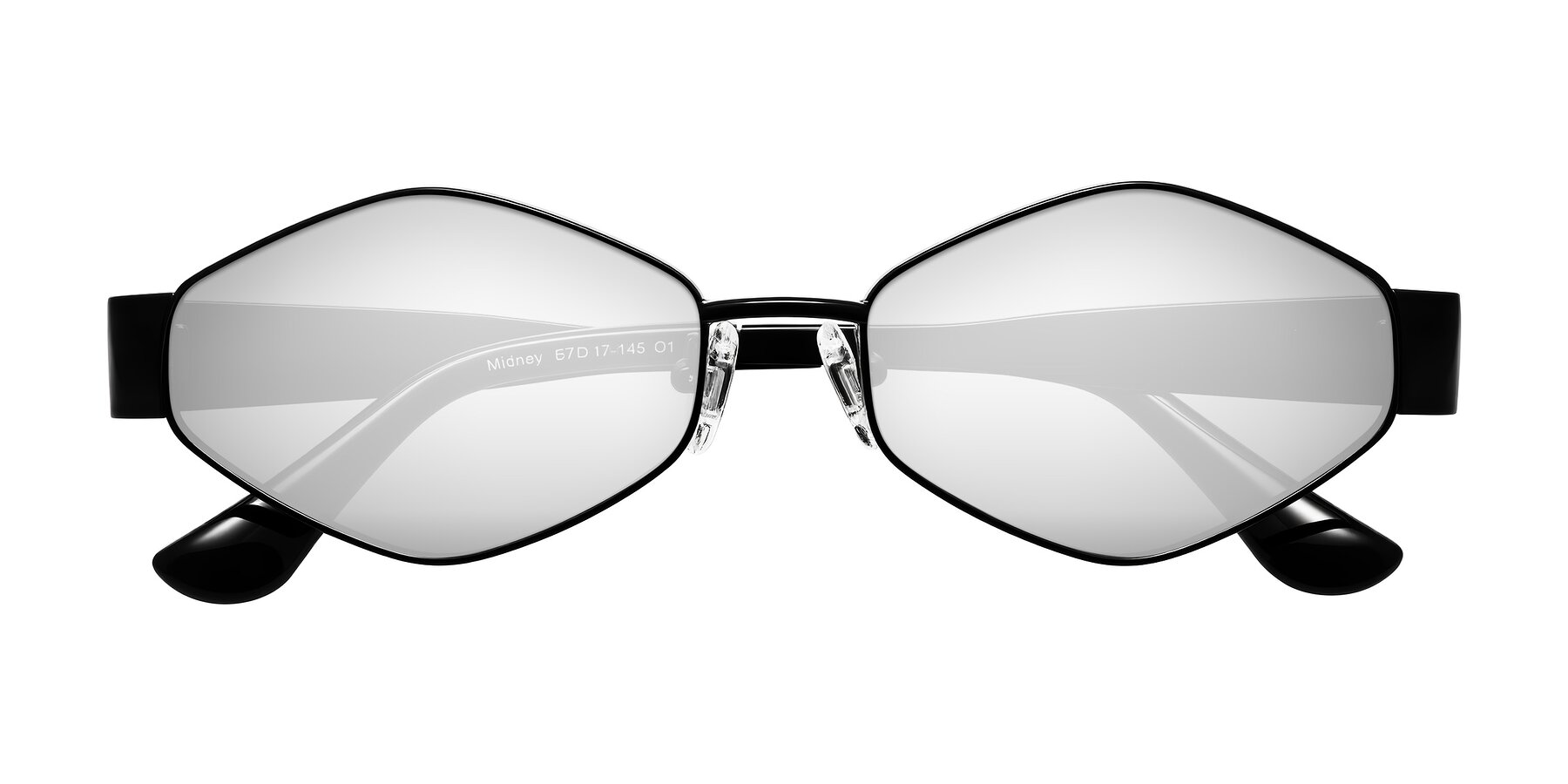 Folded Front of Midney in Black with Silver Mirrored Lenses