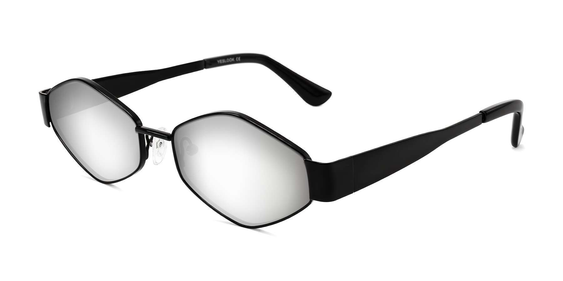 Angle of Midney in Black with Silver Mirrored Lenses