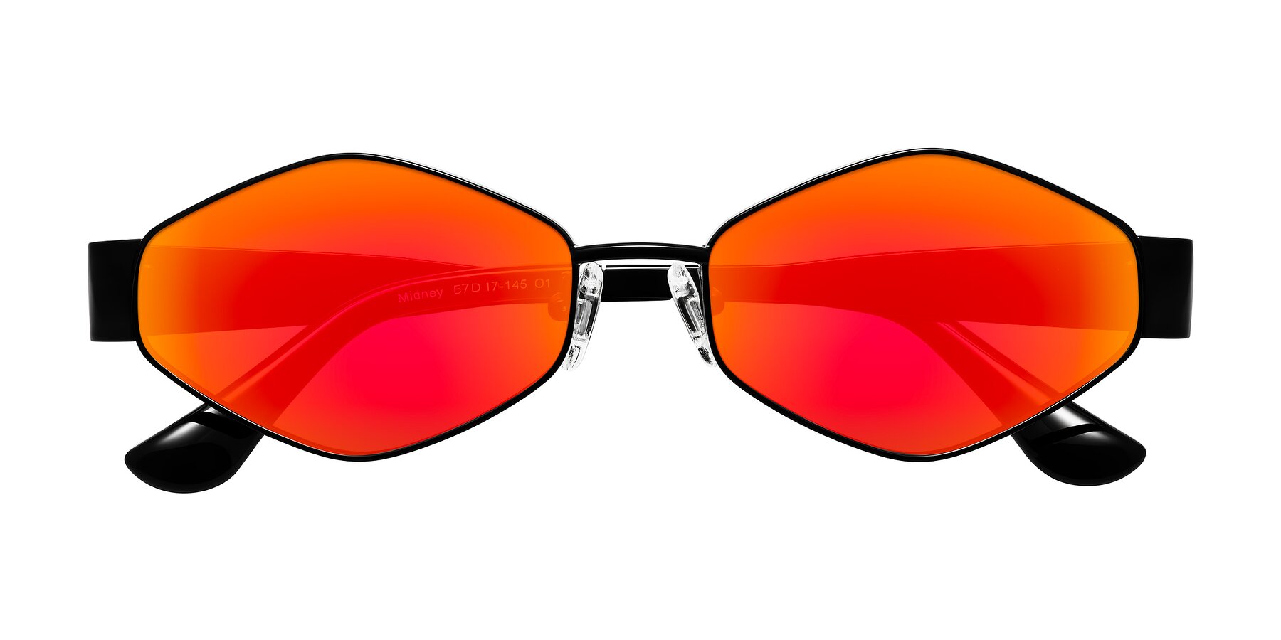 Folded Front of Midney in Black with Red Gold Mirrored Lenses