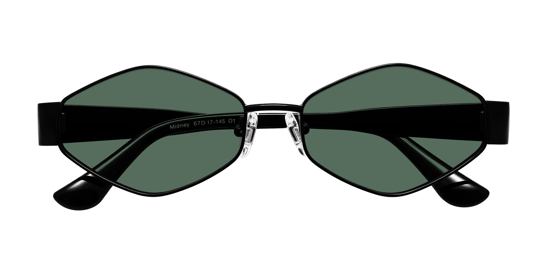 Folded Front of Midney in Black with Green Polarized Lenses