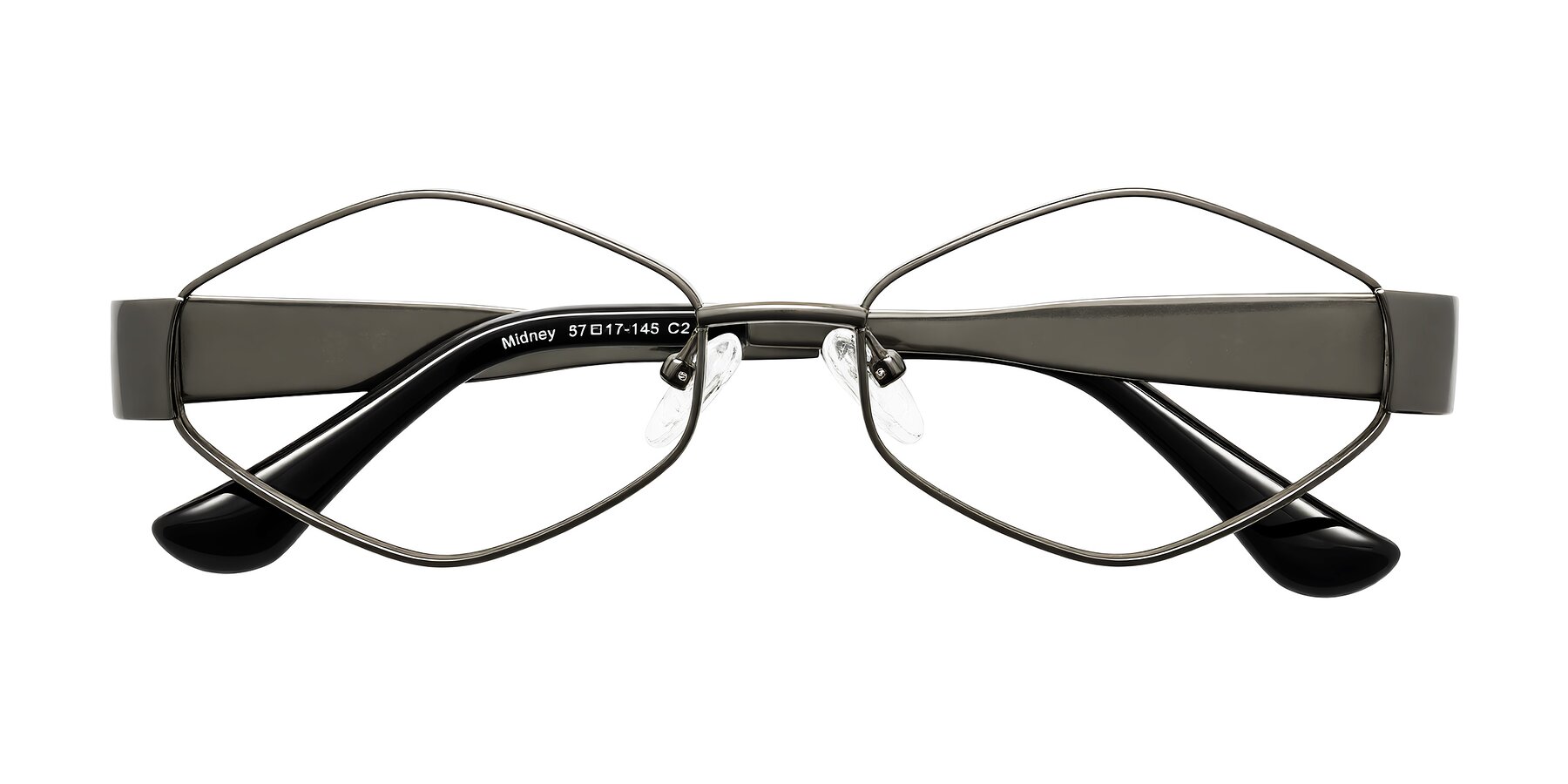 Folded Front of Midney in Gunmetal with Clear Eyeglass Lenses