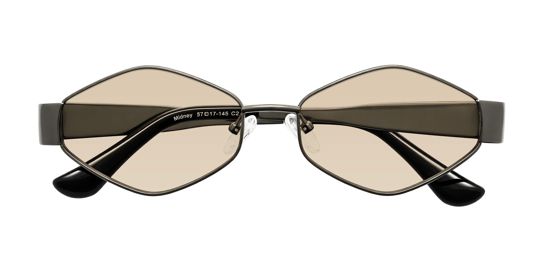 Folded Front of Midney in Gunmetal with Light Brown Tinted Lenses