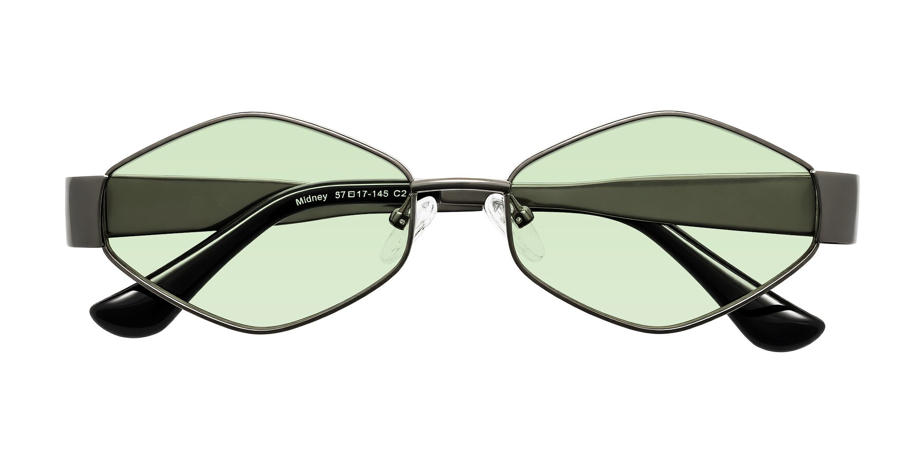 Folded Front of Midney in Gunmetal with Light Green Tinted Lenses