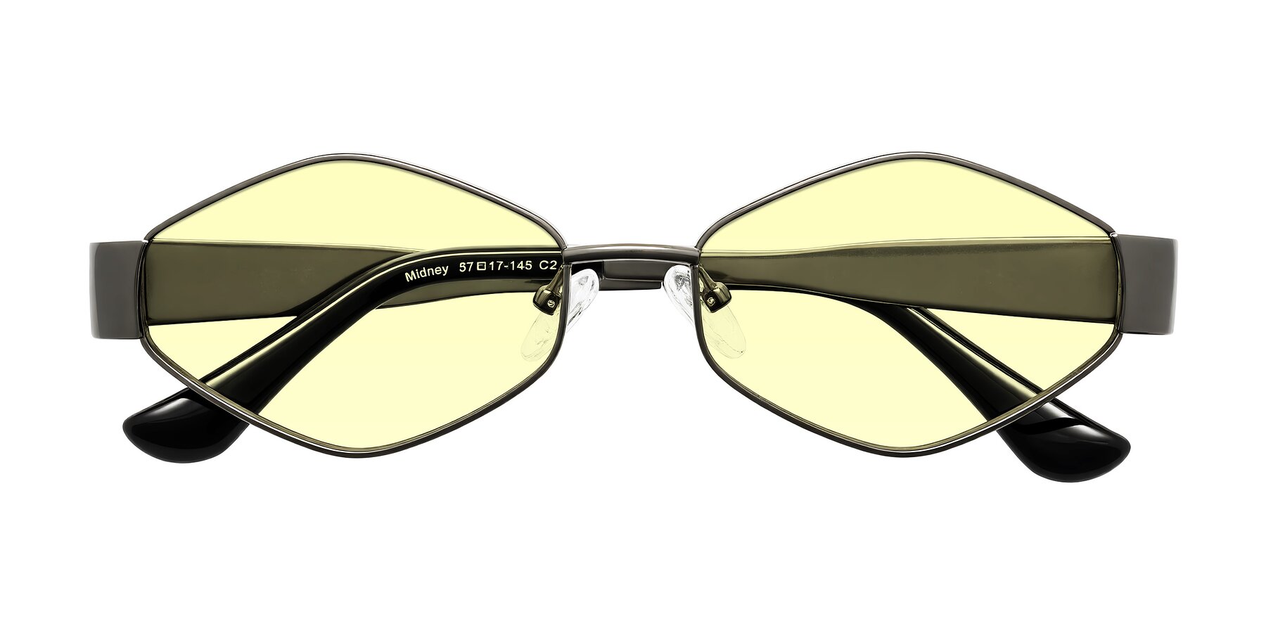 Folded Front of Midney in Gunmetal with Light Yellow Tinted Lenses