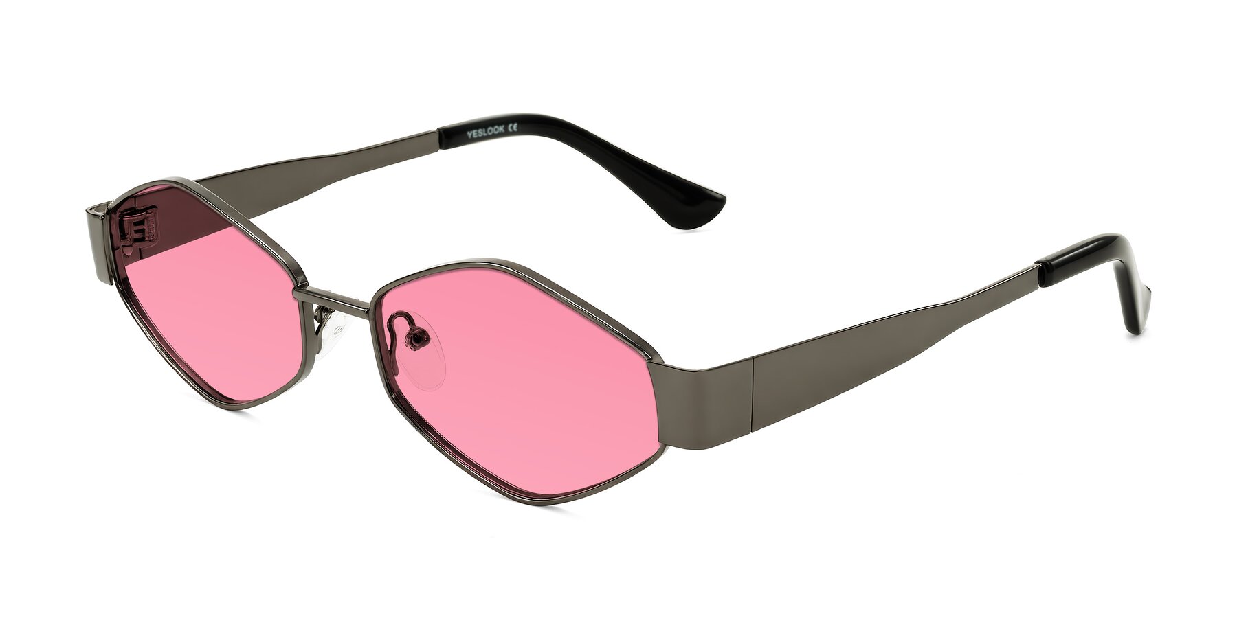 Angle of Midney in Gunmetal with Pink Tinted Lenses