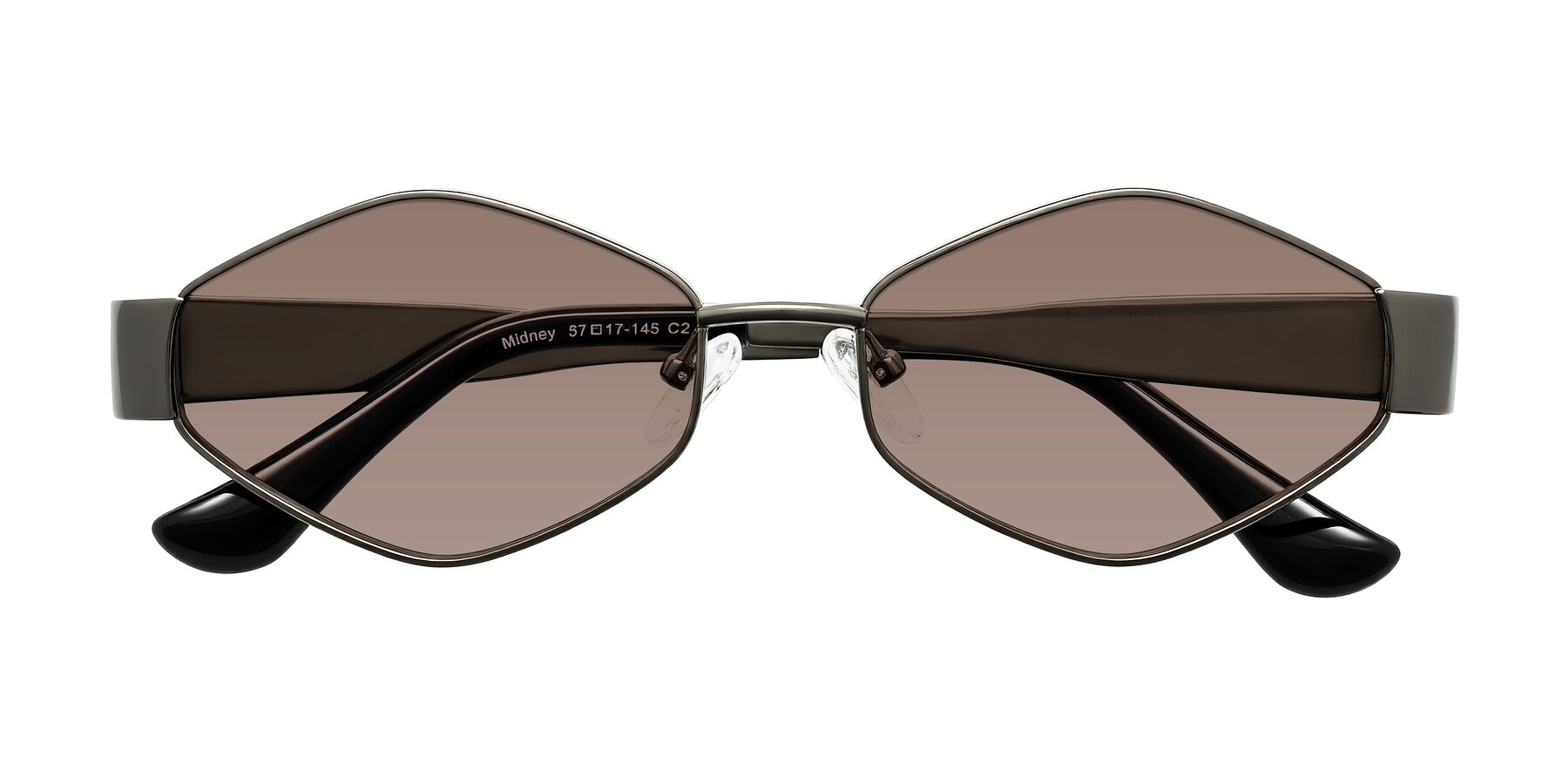 Folded Front of Midney in Gunmetal with Medium Brown Tinted Lenses