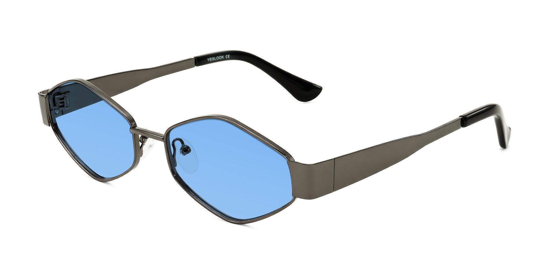 Angle of Midney in Gunmetal with Medium Blue Tinted Lenses