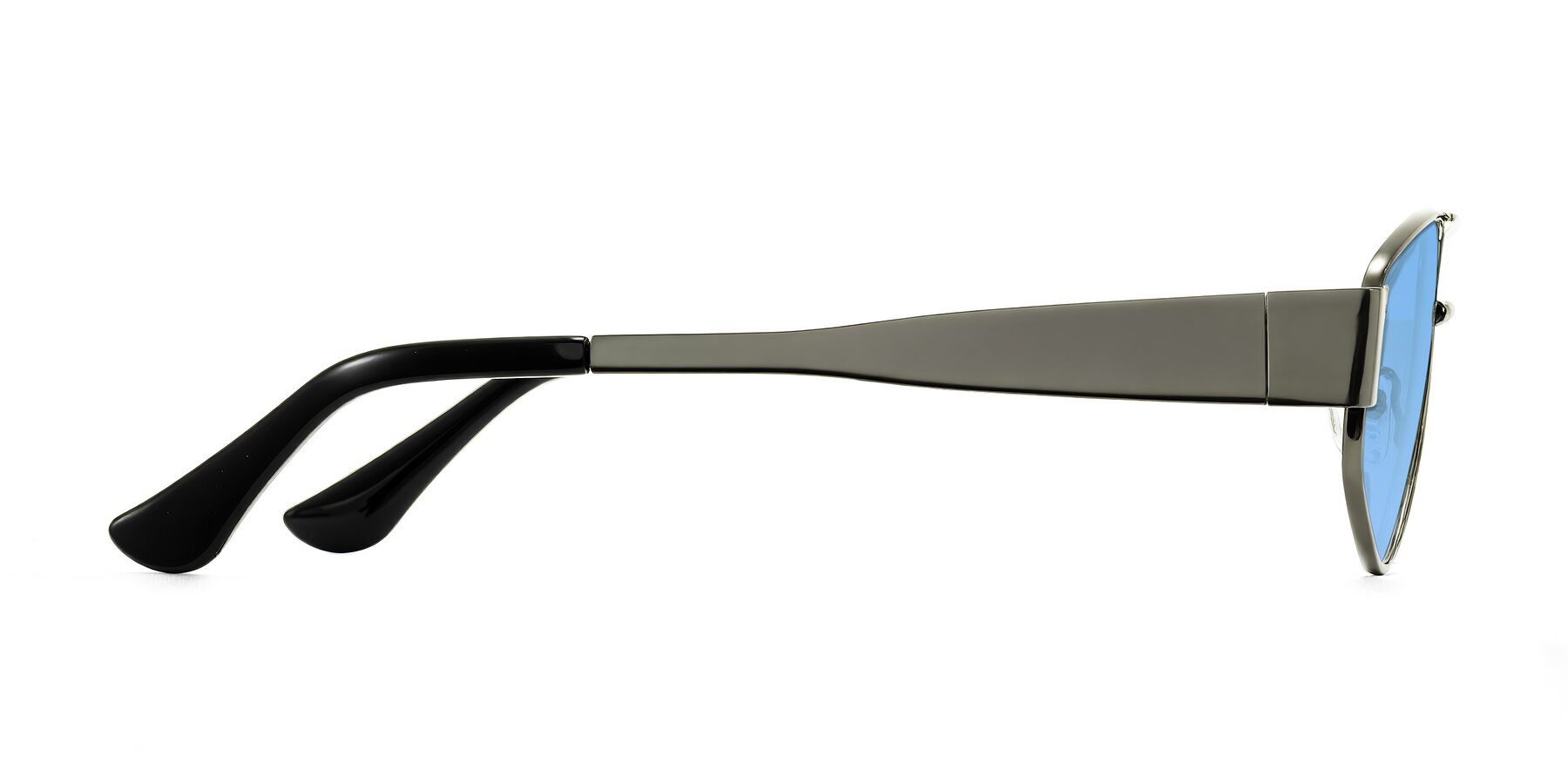 Side of Midney in Gunmetal with Medium Blue Tinted Lenses