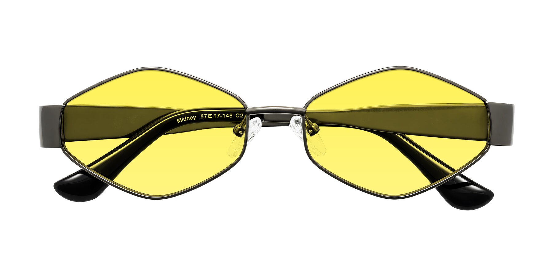 Folded Front of Midney in Gunmetal with Medium Yellow Tinted Lenses
