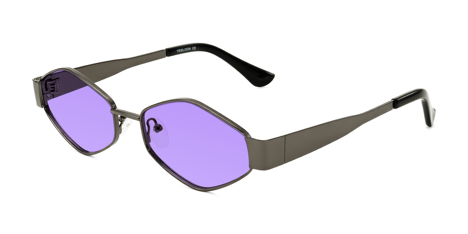 Angle of Midney in Gunmetal with Medium Purple Tinted Lenses