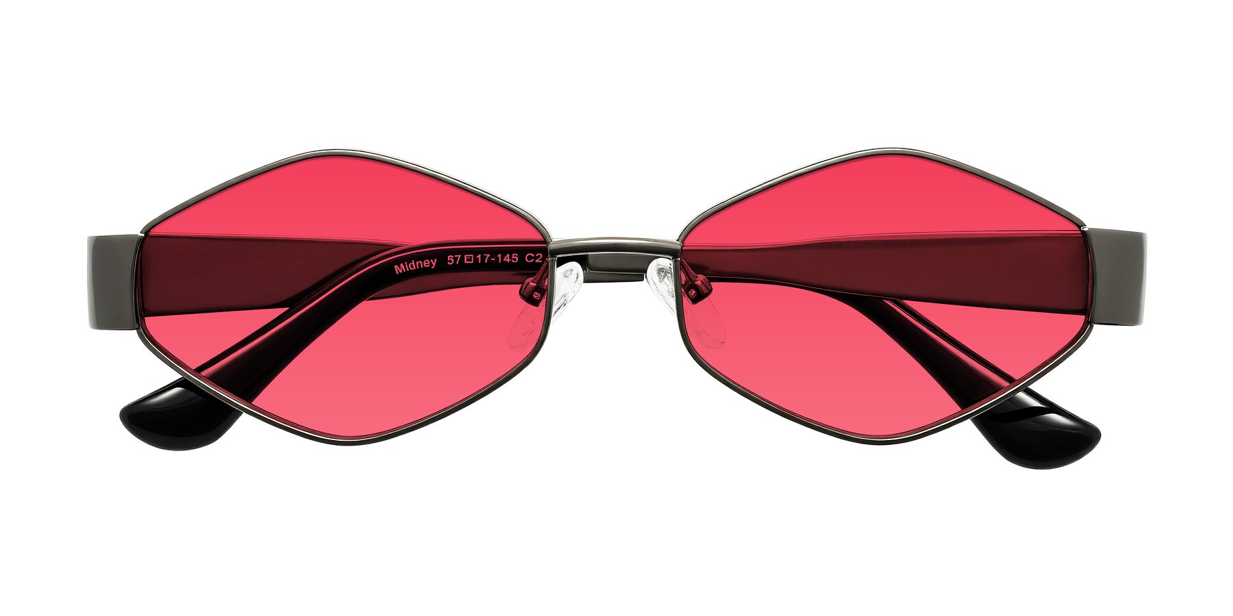 Folded Front of Midney in Gunmetal with Red Tinted Lenses