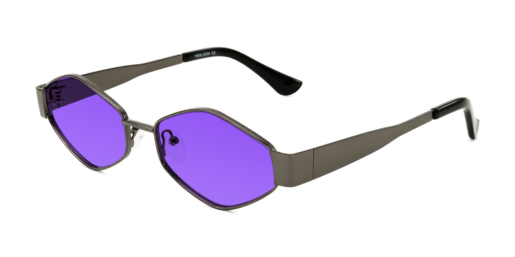 Angle of Midney in Gunmetal with Purple Tinted Lenses