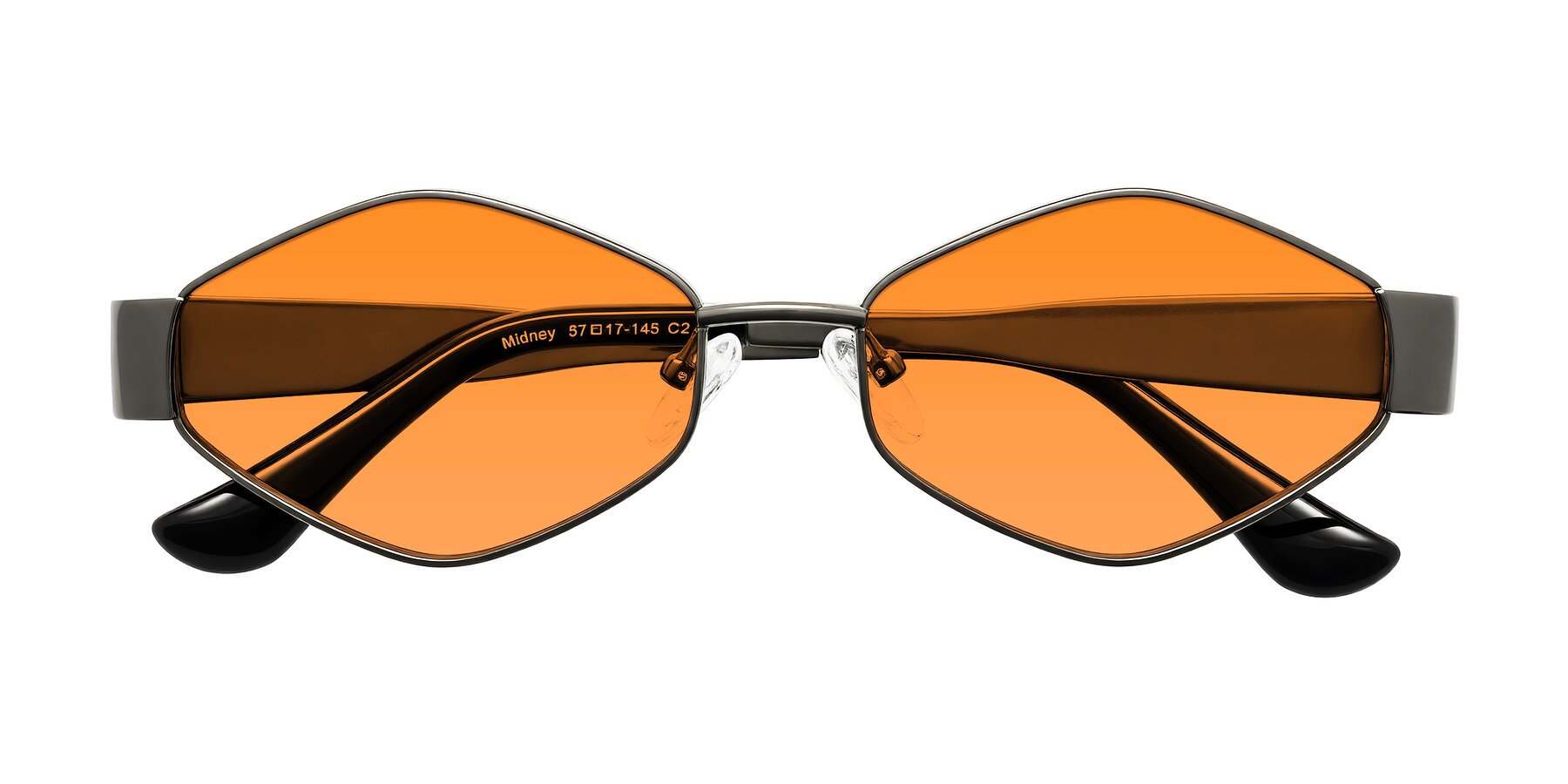 Folded Front of Midney in Gunmetal with Orange Tinted Lenses
