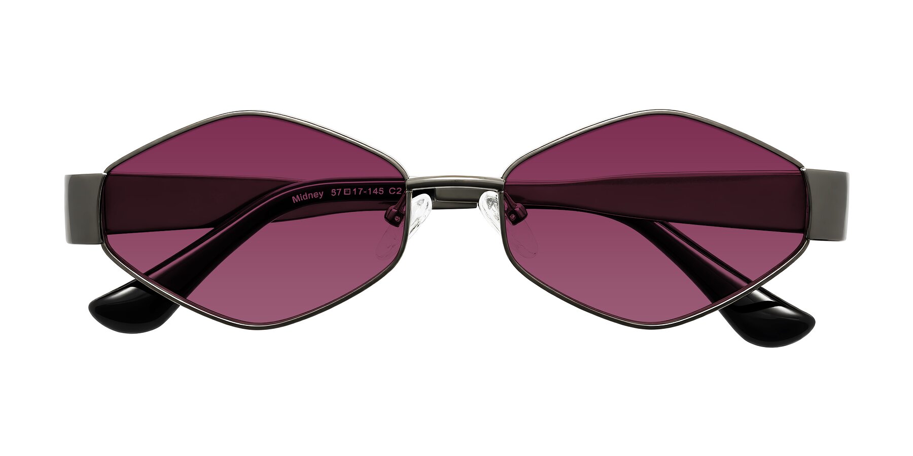 Folded Front of Midney in Gunmetal with Wine Tinted Lenses
