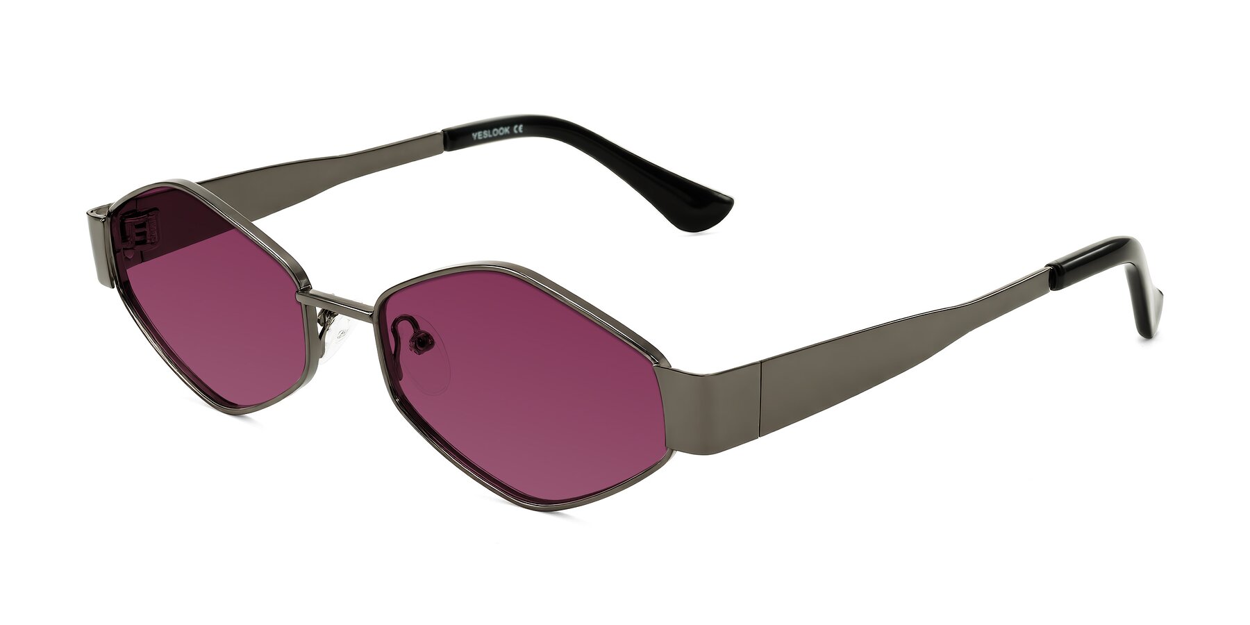 Angle of Midney in Gunmetal with Wine Tinted Lenses